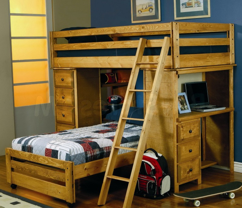 Twin Loft Bed With Desk Wood